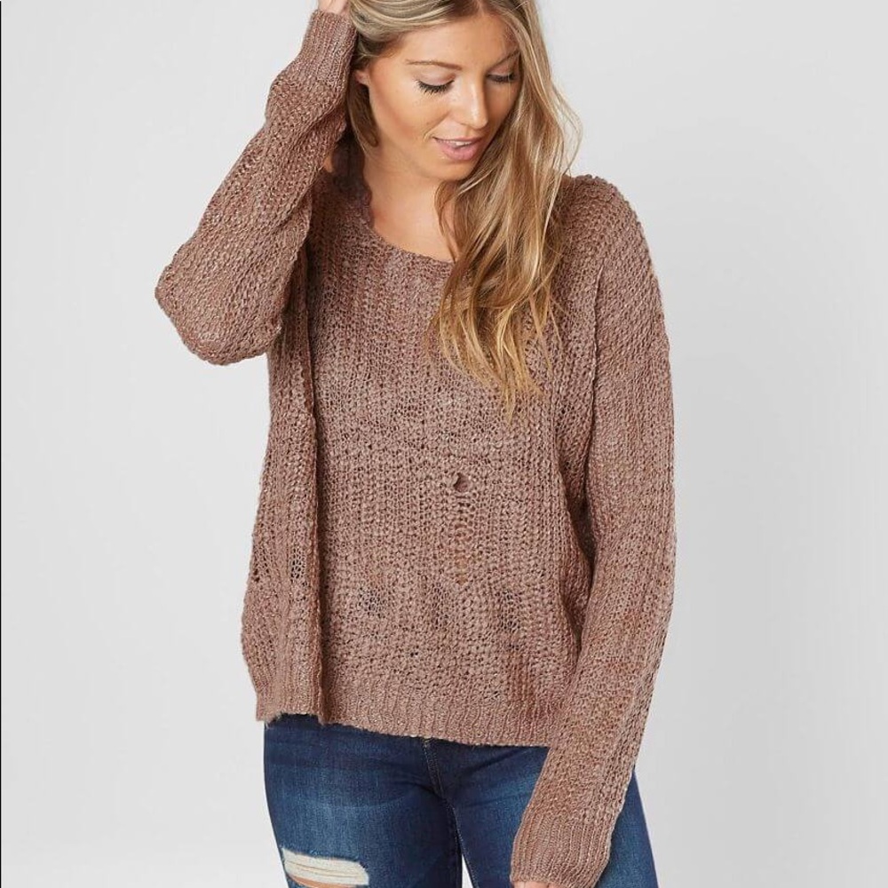 (S) Mauve colored destructed sweater
